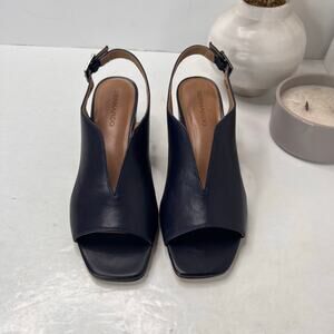 Bernardo Bedford Leather Slingback Sandal Square Toe Black Women 8.5M Tried On